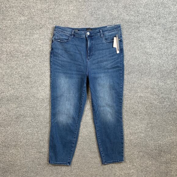 Talbots Jeans Women 16 Blue Denim Crop Length Jegging High Waist Skinny Stretch - Picture 2 of 11